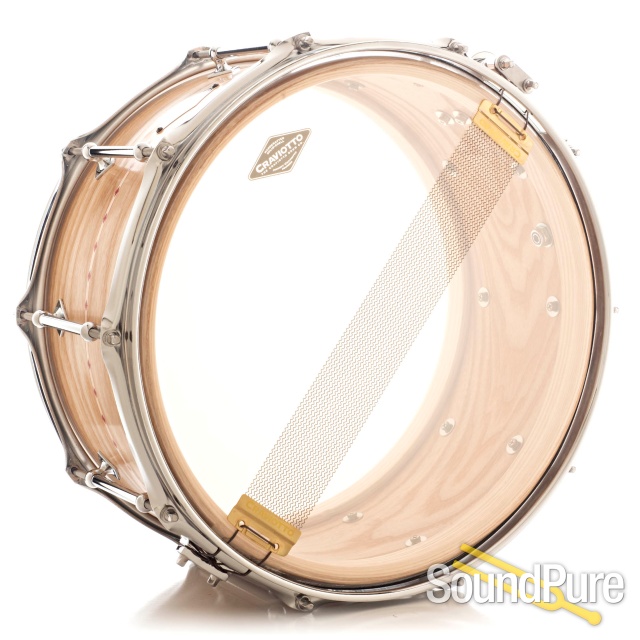 Craviotto 7x14 Ash Custom Snare Drum Red Inlay BB/BB — image 2