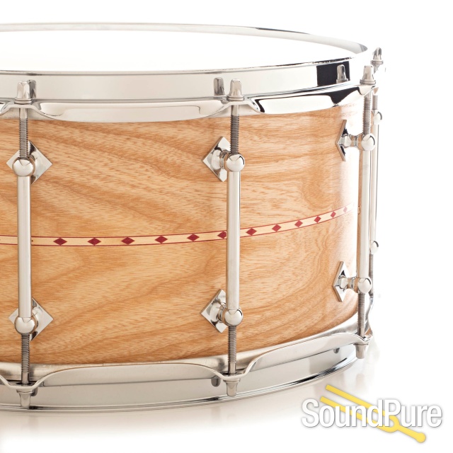 Craviotto 7x14 Ash Custom Snare Drum Red Inlay BB/BB — image 3
