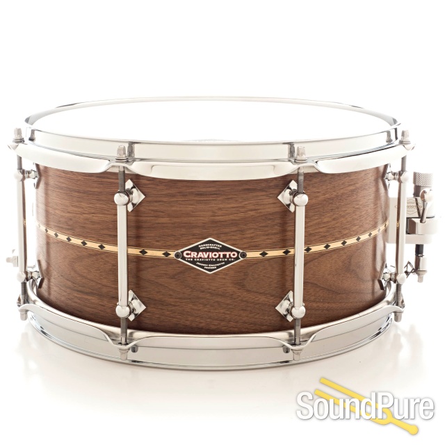 Craviotto 6.5x13 Walnut Custom Shop Snare Drum w/Inlay BB/BB — image 1