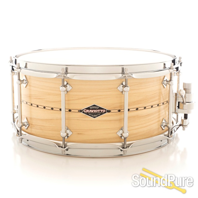 Craviotto 6.5x14 Poplar Custom Shop Snare Drum w/Inlay BB/BB — image 1