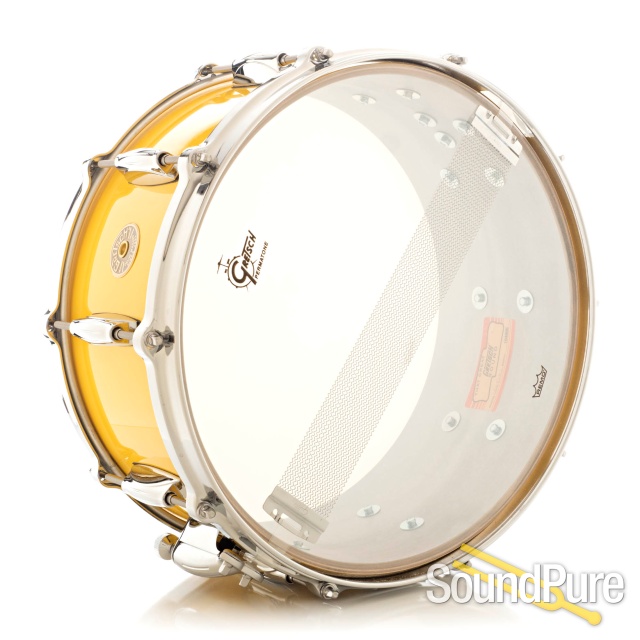 Gretsch 6.5x14 USA Custom Maple Snare Drum-Yellow Gloss — image 2
