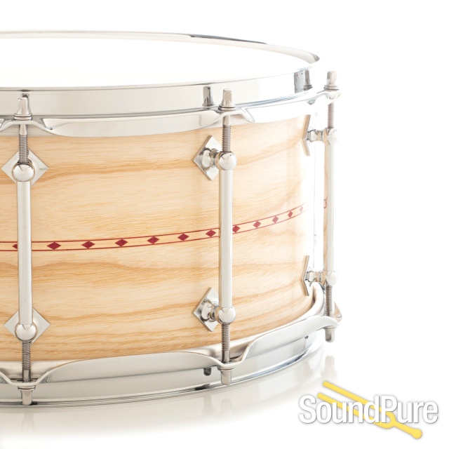 Craviotto 6.5x14 Ash Custom Shop Snare Drum w/ Red Inlay — image 3