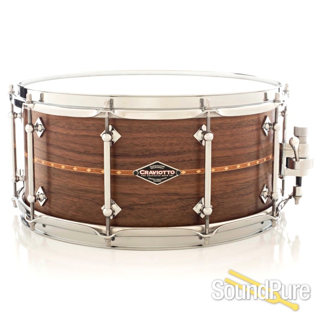 Craviotto 6.5x14 Walnut Custom Snare Drum Walnut Inlay BB/BB — image 1