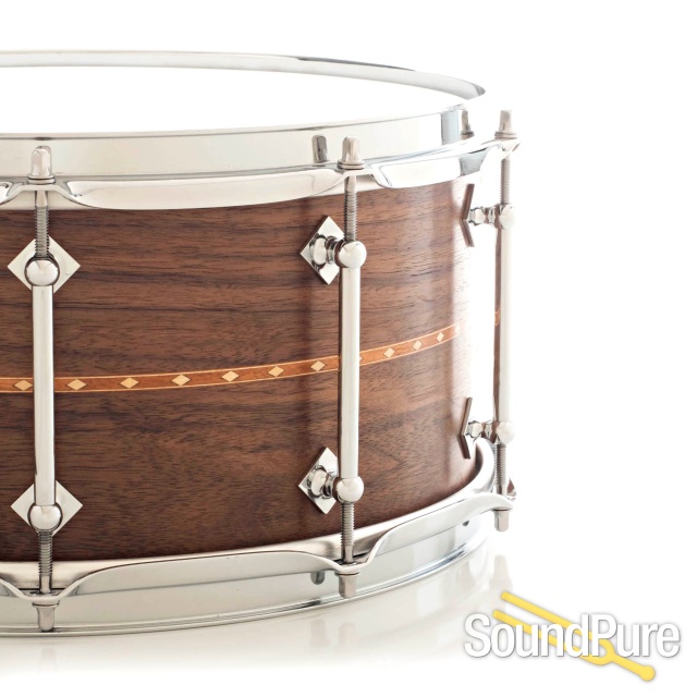 Craviotto 6.5x14 Walnut Custom Snare Drum Walnut Inlay BB/BB — image 3