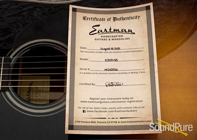 Eastman E20D-SB Adirondack/Rosewood Acoustic #M2113136 — image 8