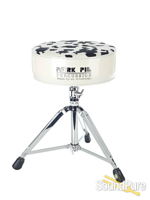 Pork Pie Percussion Round Drum Throne-Silver/Cow — image 1
