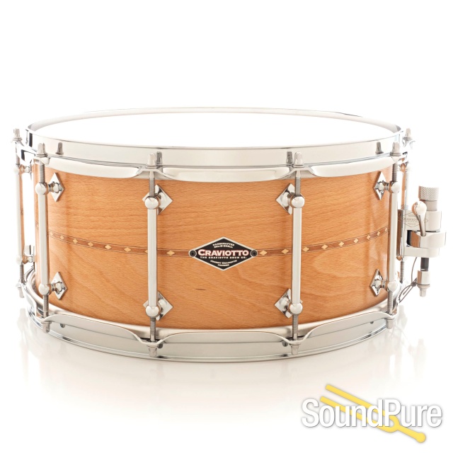 Craviotto 6.5x14 Beech Custom Snare Drum- Cherry Inlay BB/BB — image 1