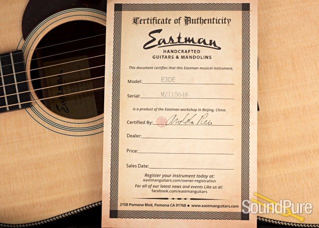 Eastman E3DE Sitka/Ovangkol Acoustic Guitar #M2115648 — image 8