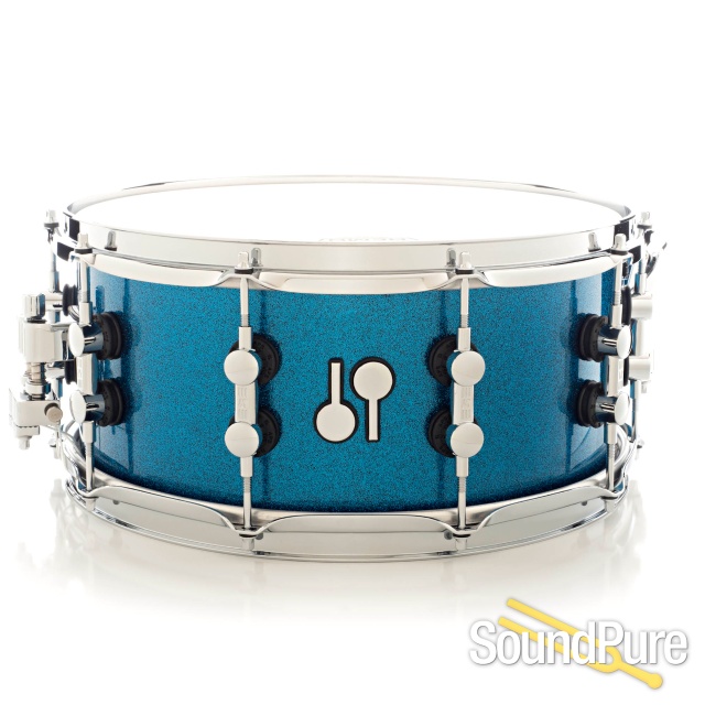 Sonor 6.5x14 SQ2 Medium Maple Snare Drum- Blue Sparkle — image 1