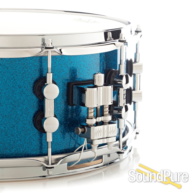 Sonor 6.5x14 SQ2 Medium Maple Snare Drum- Blue Sparkle — image 3