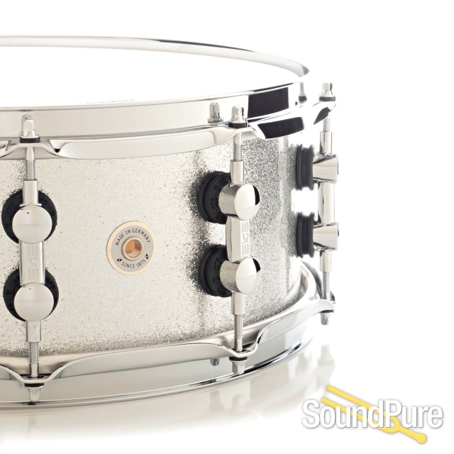 Sonor 5.5x14 SQ2 Medium Maple Snare Drum- Silver Sparkle — image 3
