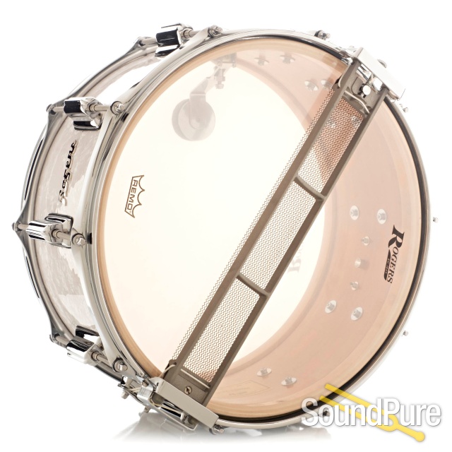 Rogers 6.5x14 Wood Dynasonic Snare Drum-White Marine Pearl U — image 2