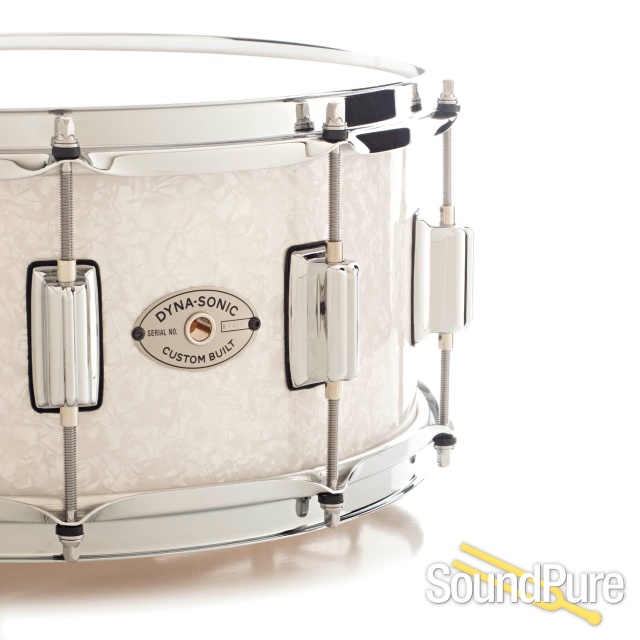 Rogers 6.5x14 Wood Dynasonic Snare Drum-White Marine Pearl U — image 3