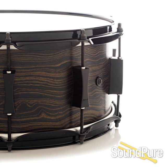 Pork Pie 6.5x14 Maple Snare Drum Wavy Ebony Black Hardware — image 3