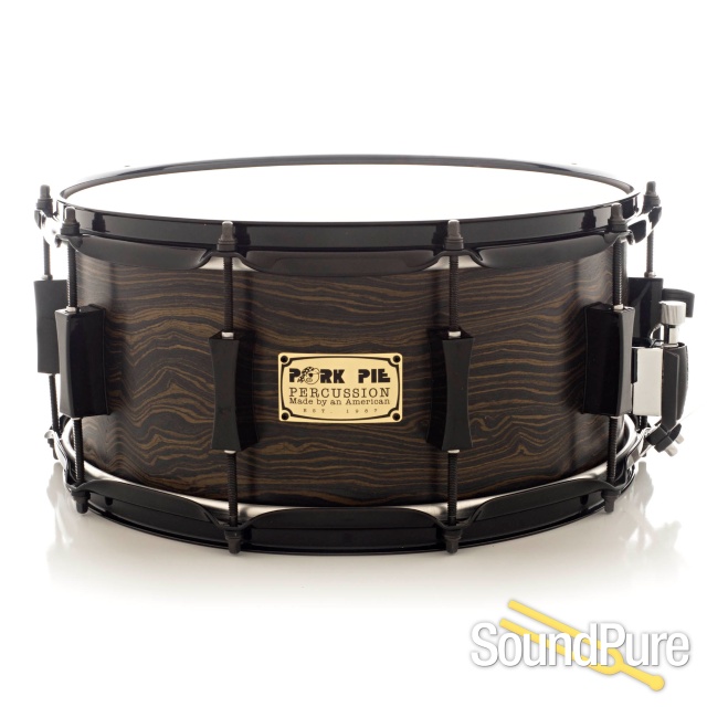 Pork Pie 6.5x14 Maple Snare Drum Wavy Ebony Black Hardware — image 1