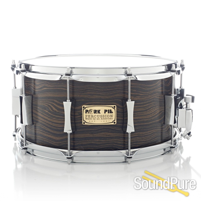 Pork Pie 7x14 Maple Snare Drum Wavy Ebony Veneer