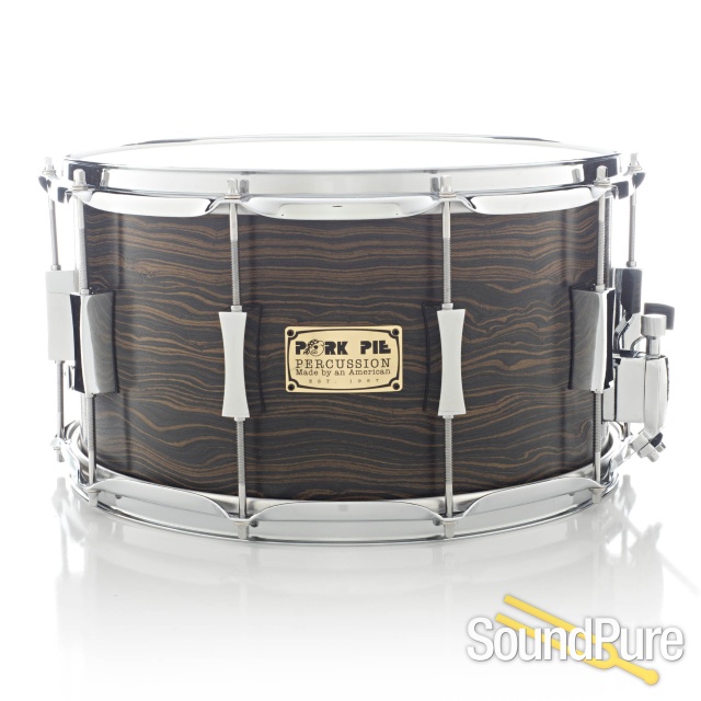 Pork Pie 8x14 Maple Snare Drum Wavy Ebony Veneer — image 1
