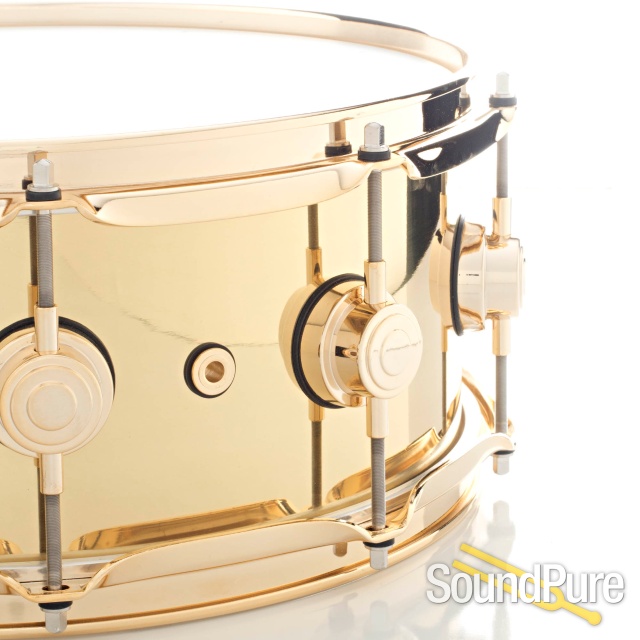 DW 5.5x14 Collectors Series Bell Brass Snare Drum-Gold — image 3