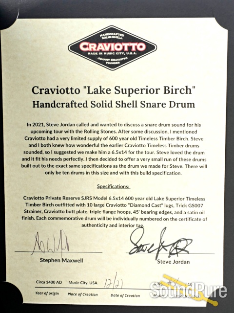 Craviotto 6.5x14 Timeless Timber Red Birch Snare Drum — image 8