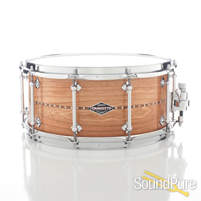 Craviotto 6.5x14 Cherry Custom Snare Drum-Walnut Inlay BB/BB — image 1