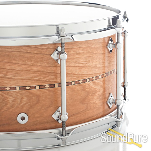 Craviotto 6.5x14 Cherry Custom Snare Drum-Walnut Inlay BB/BB — image 3