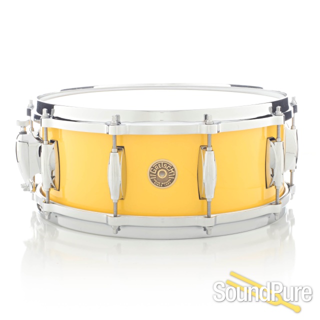 Gretsch 5.5x14 USA Custom Maple Snare Drum-Yellow Gloss