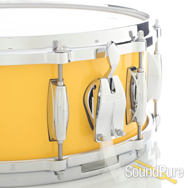 Gretsch 5.5x14 USA Custom Maple Snare Drum-Yellow Gloss — image 5