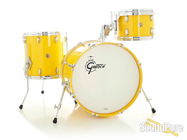 Gretsch 3pc USA Custom Drum Set Yellow Gloss 12/14/20
