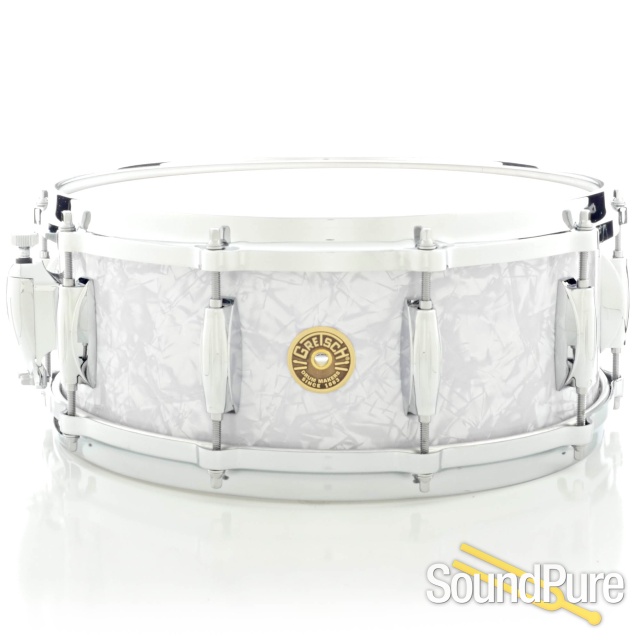 Gretsch 5.5x14 USA Custom Maple Snare Drum White Marine