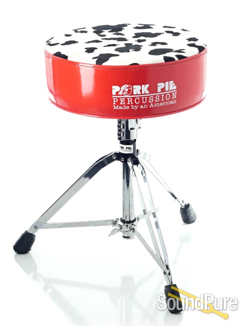 Pork Pie Percussion Round Drum Throne-Red Sparkle/Cow