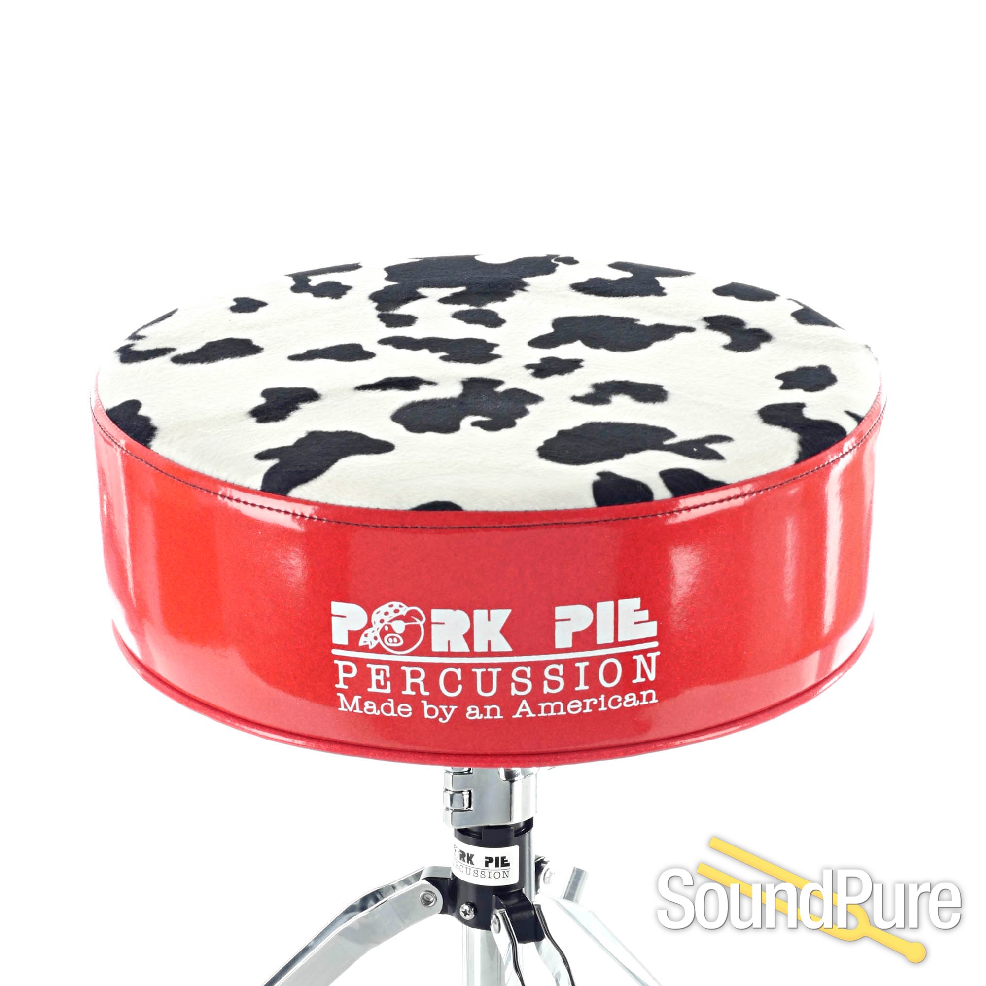 Pork Pie Percussion Round Drum ThroneRed Sparkle/Cow