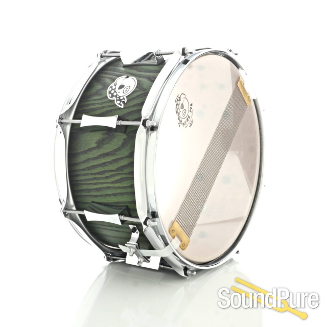 Pork Pie 6x12 Walnut Snare Drum-Ash Veneer-Moss Green — image 2