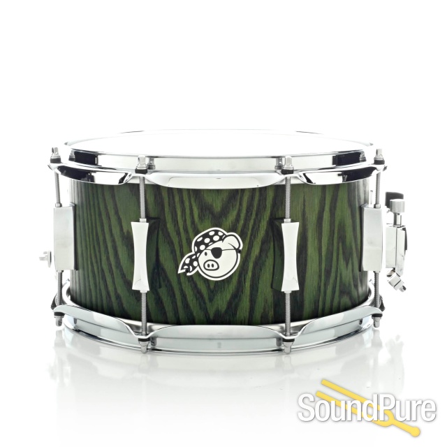 Pork Pie 6x12 Walnut Snare Drum-Ash Veneer-Moss Green — image 1