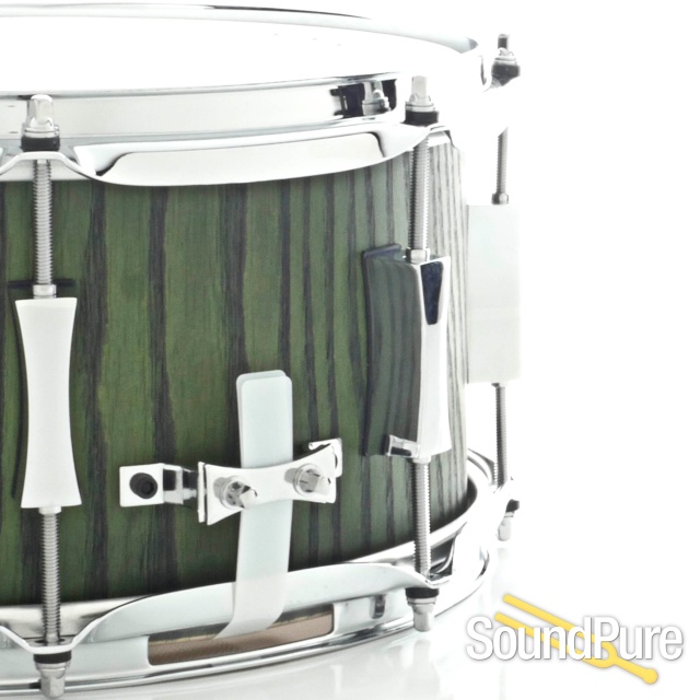 Pork Pie 6x12 Walnut Snare Drum-Ash Veneer-Moss Green — image 3