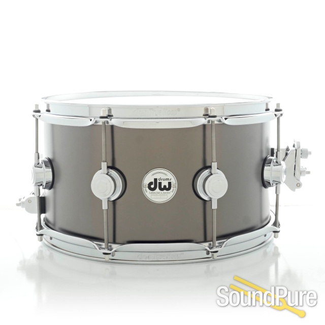 DW 7x13 Collectors Black Satin over Brass Snare Drum — image 1