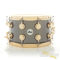 DW 8x14 Collectors Black Satin over Brass Snare Drum-Gold DW 8x14 Collectors Black Satin over Brass Snare Drum-Gold