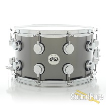 DW 8x14 Collectors Black Satin over Brass Snare Drum DW 8x14 Collectors Black Satin over Brass Snare Drum