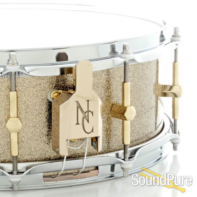 Noble & Cooley 5x14 SS Classic Maple Snare Drum-Gold Sparkle — image 2