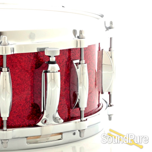 Gretsch 5.5x14 USA Custom Maple Snare Drum Red Glass Glitter — image 2