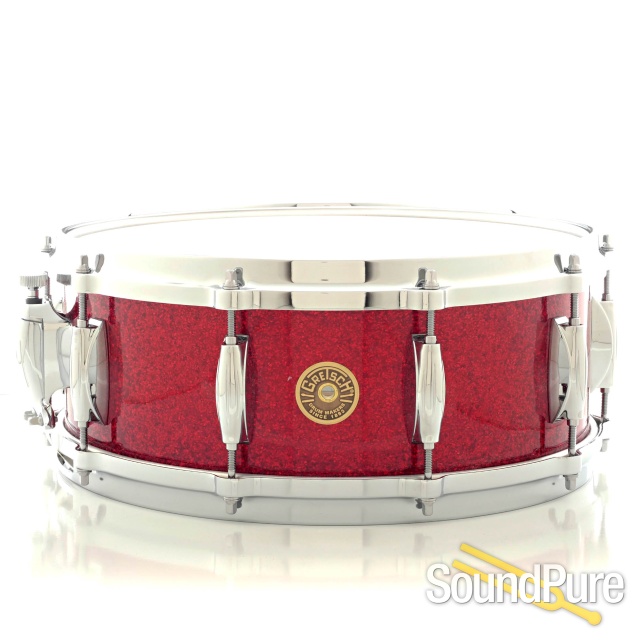 Gretsch 5.5x14 USA Custom Maple Snare Drum Red Glass Glitter