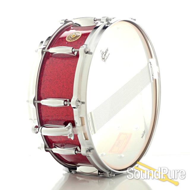 Gretsch 5.5x14 USA Custom Maple Snare Drum Red Glass Glitter — image 3
