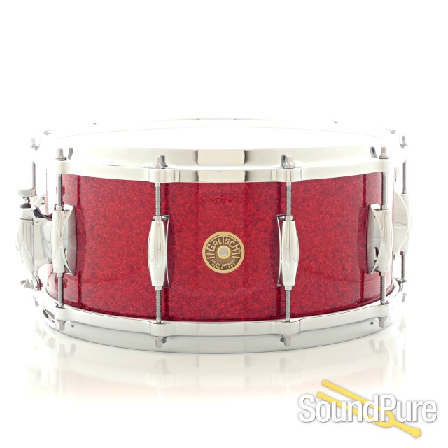 Gretsch 6.5x14 USA Custom Maple Snare Drum Red Glass Glitter