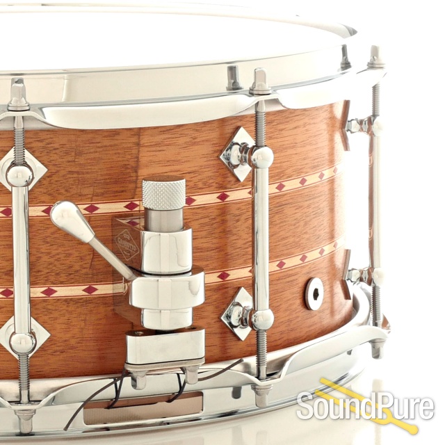 Craviotto 6x14 Mahogany Double Red Inlay Custom Snare Drum — image 2