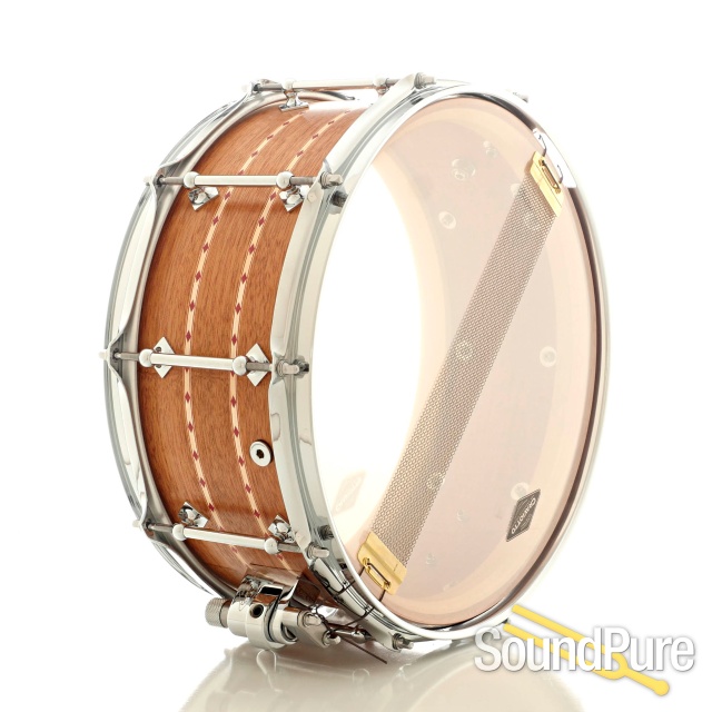 Craviotto 6x14 Mahogany Double Red Inlay Custom Snare Drum — image 3