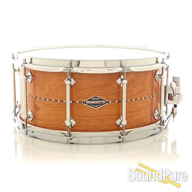 Craviotto 6.5x14 Mahogany Custom Snare Drum with Inlay 30/30 — image 1