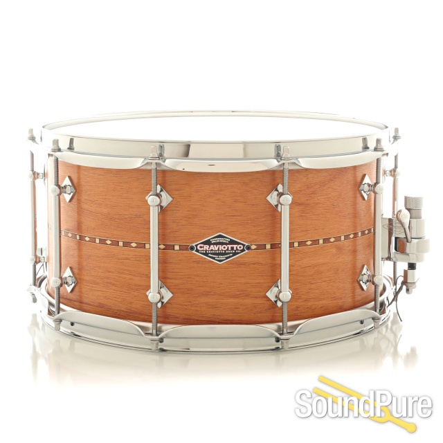 Craviotto 7x14 Mahogany Custom Snare Drum with Walnut Inlay — image 1
