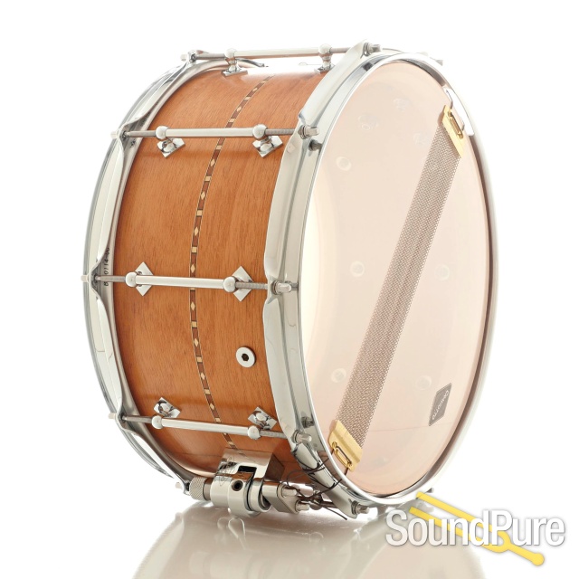 Craviotto 7x14 Mahogany Custom Snare Drum with Walnut Inlay — image 3