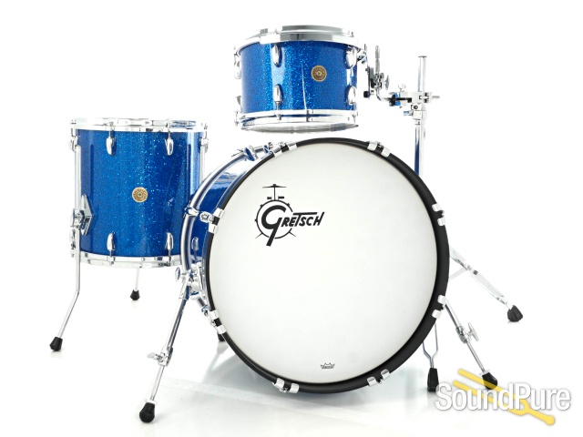 Gretsch 3pc USA Custom Drum Set- Blue Glass Glitter 12/14/20