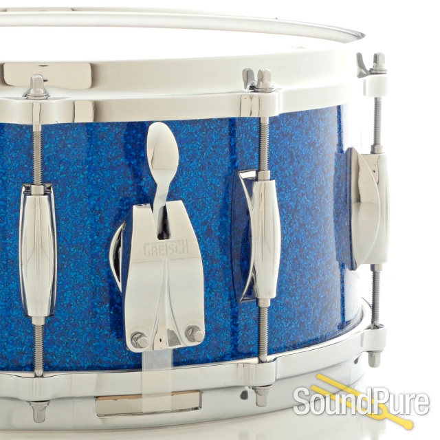 Gretsch 6.5x14 USA Custom Maple Snare Drum Blue Glitter — image 2