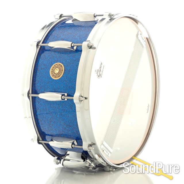 Gretsch 6.5x14 USA Custom Maple Snare Drum Blue Glitter — image 3